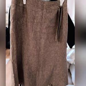 Vintage Studio Petites Tan Linen Skirt